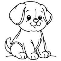 hand- trek lijn kunst schattig puppy hond tekening, doorlopend single schoon tekening lijn hond tekenfilm stijl kleur boek bladzijde voor kind vector illustratie Aan wit achtergrond