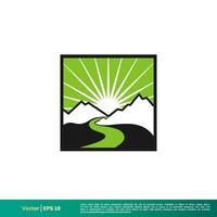 berg en rivier- icoon vector logo sjabloon illustratie ontwerp. vector eps 10.