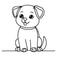 hand- trek lijn kunst schattig puppy hond tekening, doorlopend single schoon tekening lijn hond tekenfilm stijl kleur boek bladzijde voor kind vector illustratie Aan wit achtergrond