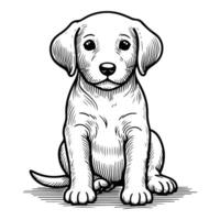 hand- trek lijn kunst schattig puppy hond tekening, doorlopend single schoon tekening lijn hond tekenfilm stijl kleur boek bladzijde voor kind vector illustratie Aan wit achtergrond