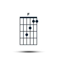 f, eenvoudig gitaar akkoord tabel icoon vector sjabloon