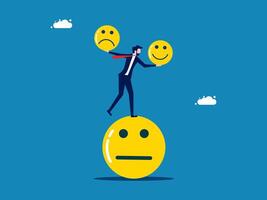 emotioneel intelligentie. bewust zakenman saldi een glimlach en een verdrietig gezicht vector