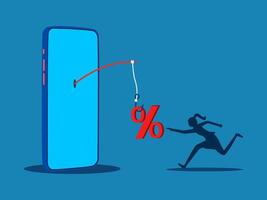 percentage korting Aan visvangst staven en aas vector