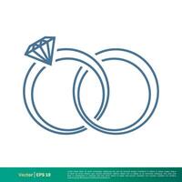 bruiloft ringen icoon vector logo sjabloon illustratie ontwerp. vector eps 10.