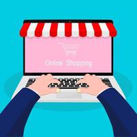 online boodschappen doen website door de laptop vector