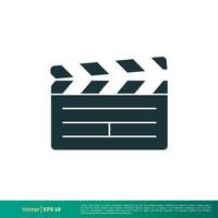 film klepel bord icoon vector logo sjabloon illustratie ontwerp. vector eps 10.