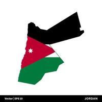 Jordanië - Azië landen kaart en vlag icoon vector logo sjabloon illustratie ontwerp. vector eps 10.