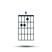 e, eenvoudig gitaar akkoord tabel icoon vector sjabloon