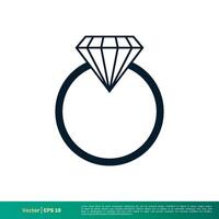 diamant ring icoon vector logo sjabloon illustratie ontwerp eps 10.