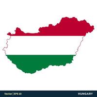 Hongarije - Europa landen kaart en vlag vector icoon sjabloon illustratie ontwerp. vector eps 10.