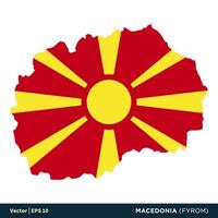 Macedonië fyrom - Europa landen kaart en vlag vector icoon sjabloon illustratie ontwerp. vector eps 10.