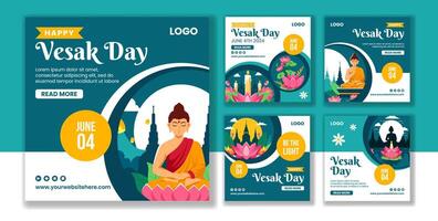 vesak dag sociaal media post vlak tekenfilm hand- getrokken Sjablonen achtergrond illustratie vector