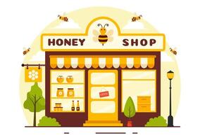 honing op te slaan vector illustratie met een natuurlijk nuttig Product kan, bij of honingraten naar worden verbruikt in vlak tekenfilm achtergrond ontwerp