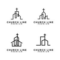 kerk single lijn logo vector