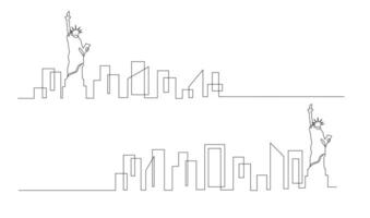 een single lijn tekening nieuw york stad horizon Verenigde staten. vector