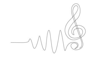 doorlopend single lijn tekening van muziek- aantekeningen vector