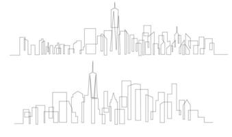 een single lijn tekening nieuw york stad horizon Verenigde staten. vector