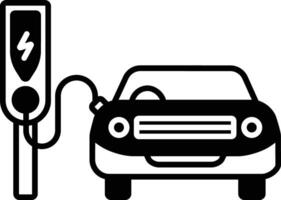 elektrisch auto glyph en lijn vector illustratie