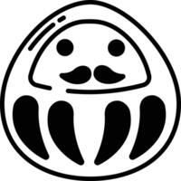 Daruma glyph en lijn vector illustratie