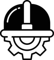 veiligheid helm glyph en lijn vector illustratie