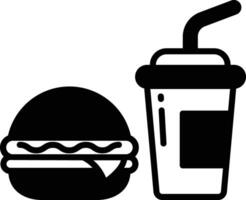 hamburger en drankjes glyph en lijn vector illustratie