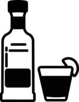 tequila glas en fles glyph en lijn vector illustratie