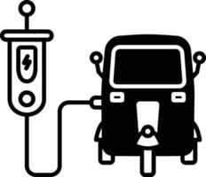 elektrisch auto glyph en lijn vector illustratie