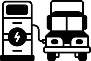 elektrisch vrachtauto glyph en lijn vector illustratie