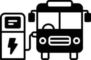 elektrisch bus glyph en lijn vector illustratie