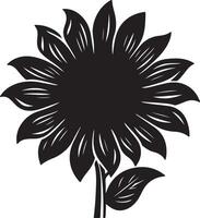 zonnebloem silhouet vector illustratie wit achtergrond