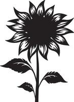 zonnebloem silhouet vector illustratie wit achtergrond