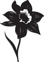 gele narcis bloem silhouet vector illustratie wit achtergrond