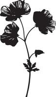 geranium bloem silhouet vector illustratie wit achtergrond