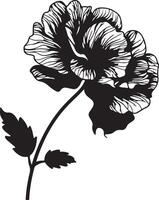 begonia bloem silhouet vector illustratie wit achtergrond