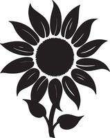 zonnebloem silhouet vector illustratie wit achtergrond