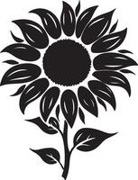 zonnebloem silhouet vector illustratie wit achtergrond