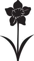 gele narcis bloem silhouet vector illustratie wit achtergrond