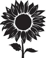 zonnebloem silhouet vector illustratie wit achtergrond