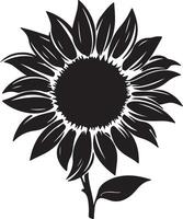 zonnebloem silhouet vector illustratie wit achtergrond