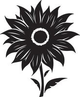 zonnebloem silhouet vector illustratie wit achtergrond