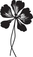 geranium bloem silhouet vector illustratie wit achtergrond