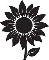 zonnebloem silhouet vector illustratie wit achtergrond