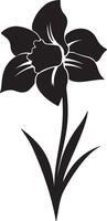 gele narcis bloem silhouet vector illustratie wit achtergrond