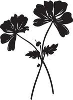 geranium bloem silhouet vector illustratie wit achtergrond