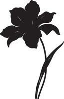 gele narcis bloem silhouet vector illustratie wit achtergrond