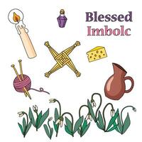 vector illustratie van de Iers voorjaar heidens- vakantie imbolc symbolen