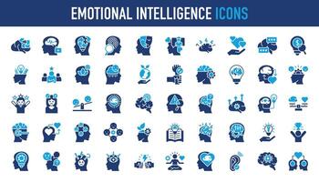 emotioneel intelligentie- icoon. zo net zo sociaal vaardigheden, zelfbewustzijn, zelfregulering, empathie en motivatie vector pictogrammen verzameling.