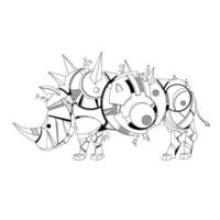 vector illustratie van creatief hand- getrokken steampunk grafisch stencil neushoorn, Zentangle, kleur boek, mechanisch dier