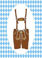 hand- getrokken vector illustratie van oktoberfeest lederhosen met blauw diamant symbolen