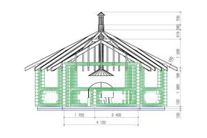 Prieel kader met bbq rooster vector illustratie. gedetailleerd bouwkundig plan